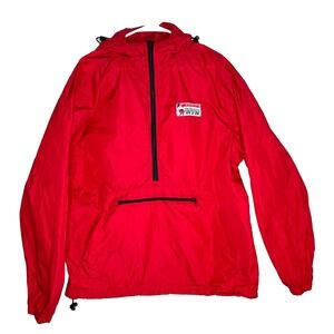 Walt Disney World Men Size L Red Windbreaker Packable 1/2 Zip Nylon Pullover